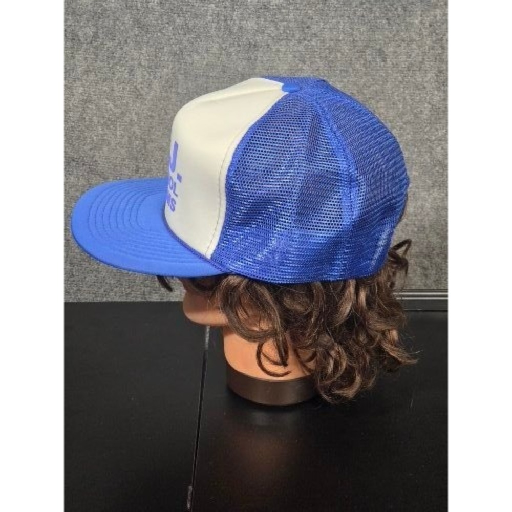 VTGg Mohrs BJ Control Systems Blue White Mesh Back Trucker Hat Snapback Cap Work - Picture 3 of 8